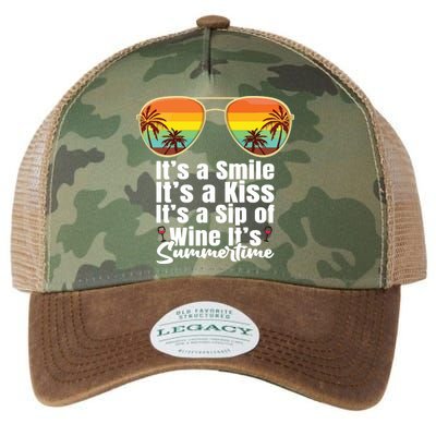 Its A Smile Its A Kiss Its A Sip Of Wine Its Summertime Legacy Tie Dye Trucker Hat