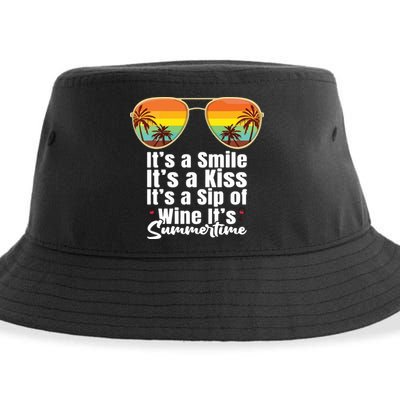 Its A Smile Its A Kiss Its A Sip Of Wine Its Summertime Sustainable Bucket Hat