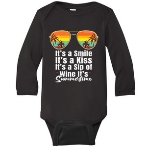 Its A Smile Its A Kiss Its A Sip Of Wine Its Summertime Kenny Chesney Baby Long Sleeve Bodysuit