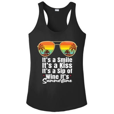 Its A Smile Its A Kiss Its A Sip Of Wine Its Summertime Ladies PosiCharge Competitor Racerback Tank