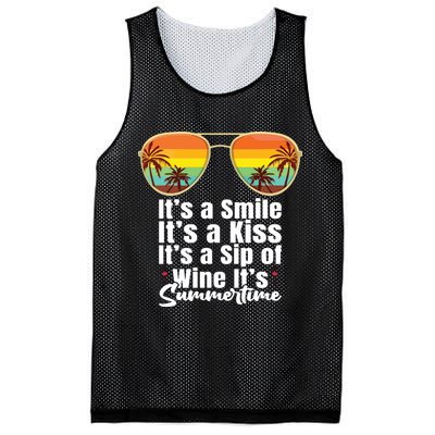 Its A Smile Its A Kiss Its A Sip Of Wine Its Summertime Mesh Reversible Basketball Jersey Tank