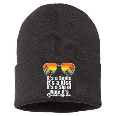 Its A Smile Its A Kiss Its A Sip Of Wine Its Summertime Sustainable Knit Beanie