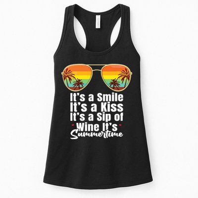 Its A Smile Its A Kiss Its A Sip Of Wine Its Summertime Womens Tank Top