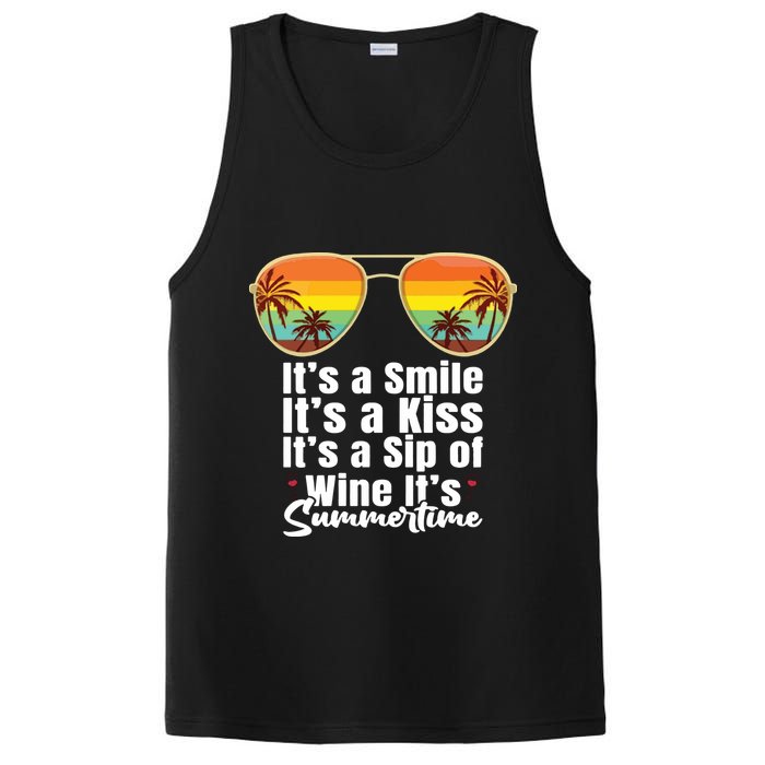 Its A Smile Its A Kiss Its A Sip Of Wine Its Summertime PosiCharge Competitor Tank