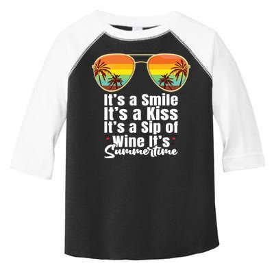 Its A Smile Its A Kiss Its A Sip Of Wine Its Summertime Toddler Fine Jersey T-Shirt