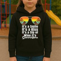 Its A Smile Its A Kiss Its A Sip Of Wine Its Summertime Kids Hoodie