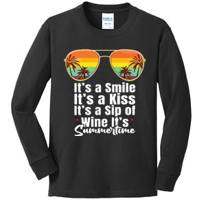 Its A Smile Its A Kiss Its A Sip Of Wine Its Summertime Kenny Chesney Kids Long Sleeve Shirt