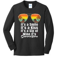 Its A Smile Its A Kiss Its A Sip Of Wine Its Summertime Kenny Chesney Kids Long Sleeve Shirt