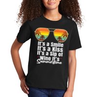 Its A Smile Its A Kiss Its A Sip Of Wine Its Summertime Kids T-Shirt