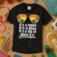 Its A Smile Its A Kiss Its A Sip Of Wine Its Summertime Kids T-Shirt