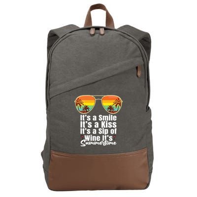Its A Smile Its A Kiss Its A Sip Of Wine Its Summertime Cotton Canvas Backpack