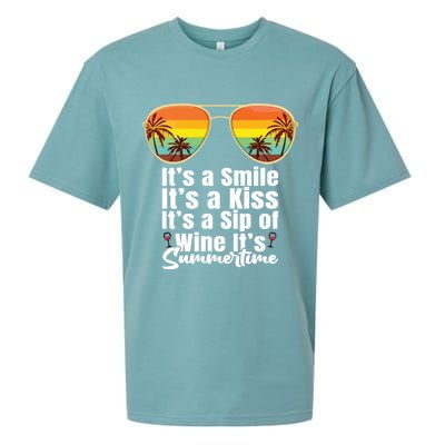 Its A Smile Its A Kiss Its A Sip Of Wine Its Summertime Sueded Cloud Jersey T-Shirt
