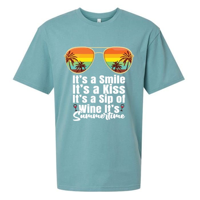 Its A Smile Its A Kiss Its A Sip Of Wine Its Summertime Sueded Cloud Jersey T-Shirt