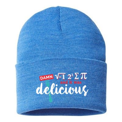 I Ate Some Pie And It Was Delicious Math Ate Sum Pi Day Gift Sustainable Knit Beanie