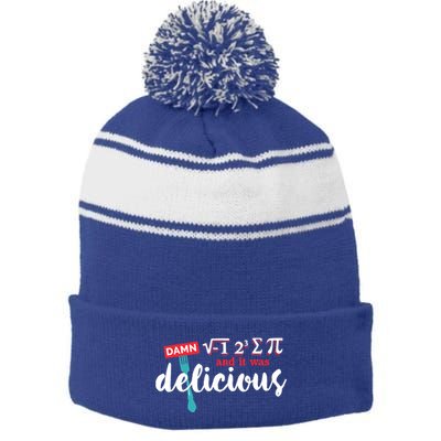 I Ate Some Pie And It Was Delicious Math Ate Sum Pi Day Gift Stripe Pom Pom Beanie