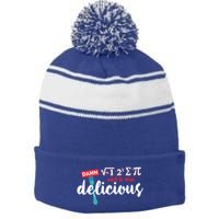 I Ate Some Pie And It Was Delicious Math Ate Sum Pi Day Gift Stripe Pom Pom Beanie