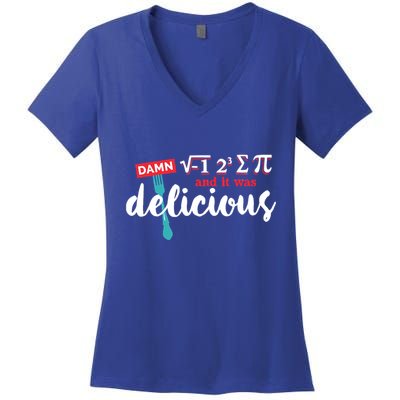 I Ate Some Pie And It Was Delicious Math Ate Sum Pi Day Gift Women's V-Neck T-Shirt