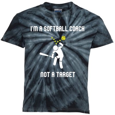 IM A Softball Coach Not A Target Funny Softball Lover Kids Tie-Dye T-Shirt