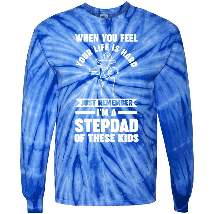 I'm A Stepdad Of These Stepdad Funny Gift Tie-Dye Long Sleeve Shirt