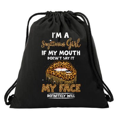 I'm A Sagittarius Leopard Printed Birthday Drawstring Bag