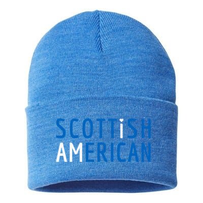 I Am Scottish American Funny Gift Scotland And America Pride Gift Sustainable Knit Beanie