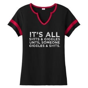 Its All Shits And Giggles Funny Adult Humor Friend Meme Gift Ladies Halftime Notch Neck Tee