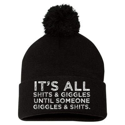 Its All Shits and Giggles Funny Adult Humor Friend Pom Pom 12in Knit Beanie