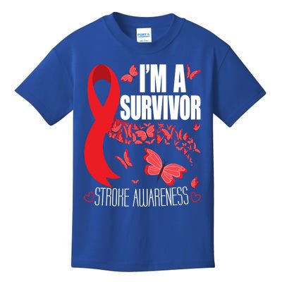 I'm A Survivor Stroke Awareness Cute Gift Red Ribbon Brain Attack Cool Gift Kids T-Shirt