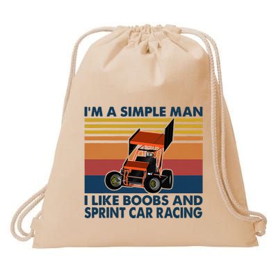IM A Simple Man I Like Boobs And Sprint Car Racing Drawstring Bag