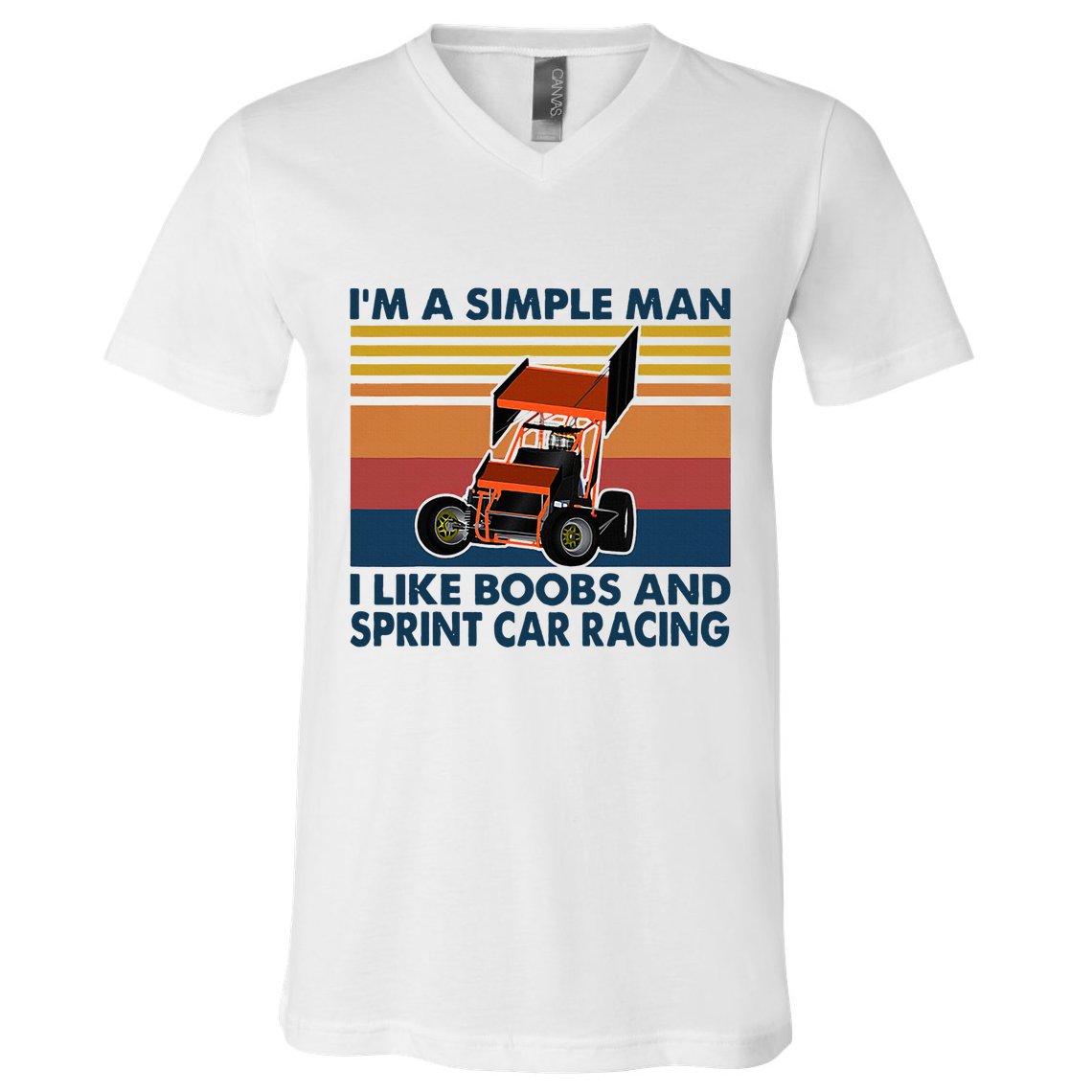 IM A Simple Man I Like Boobs And Sprint Car Racing V-Neck T-Shirt