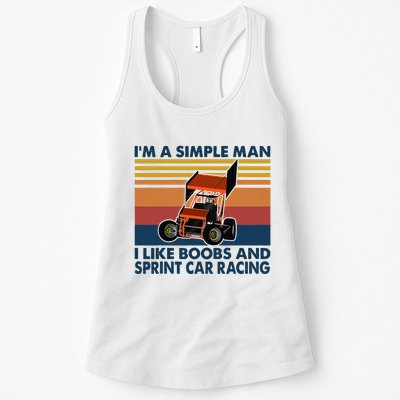 IM A Simple Man I Like Boobs And Sprint Car Racing Womens Tank Top