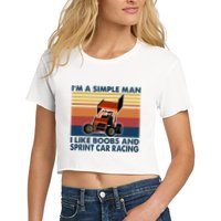 IM A Simple Man I Like Boobs And Sprint Car Racing Women's Crop Top Tee