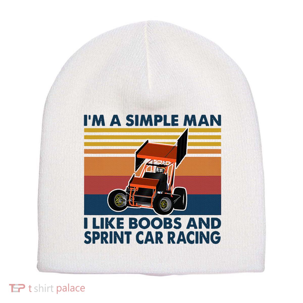 IM A Simple Man I Like Boobs And Sprint Car Racing Short Acrylic Beanie