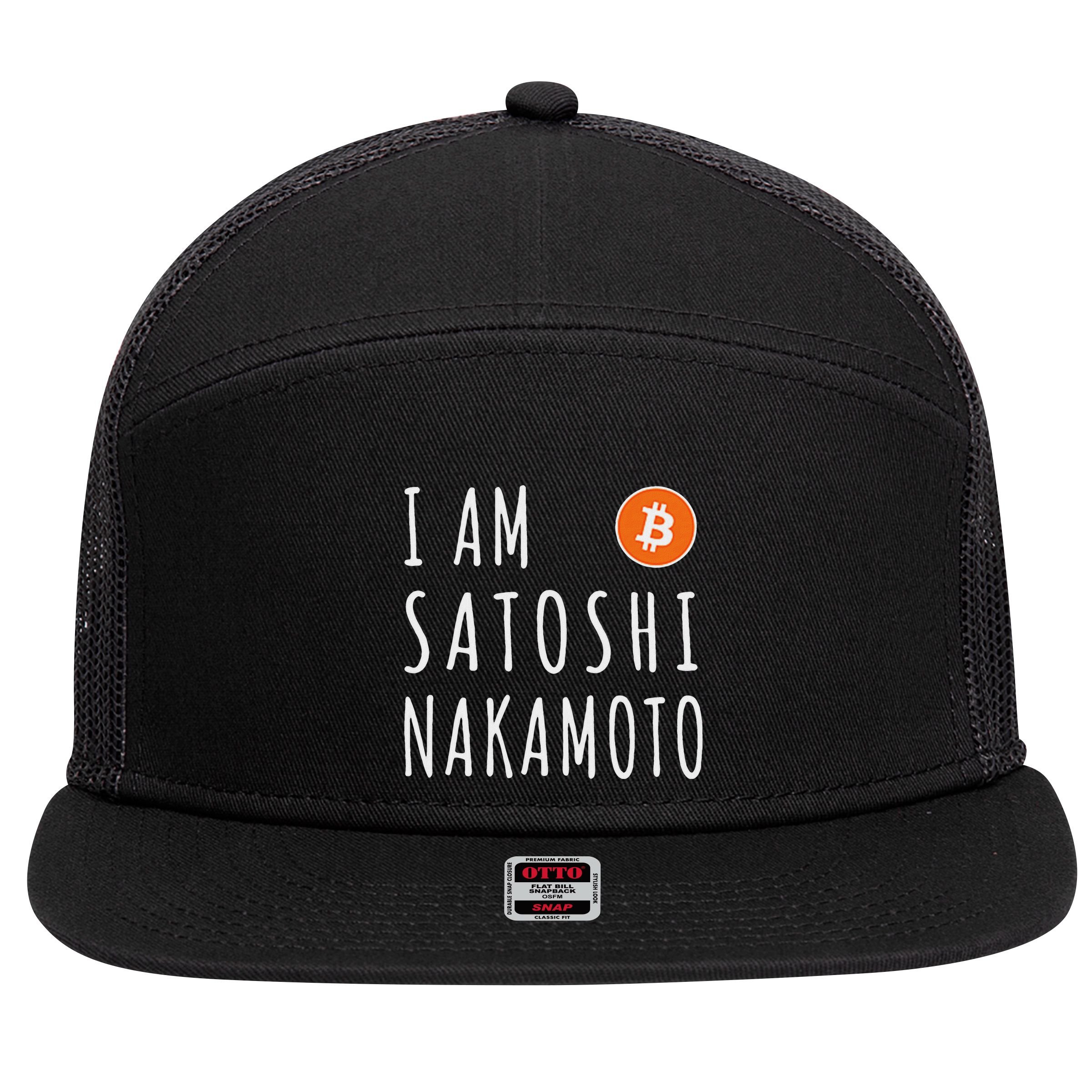 I Am Satoshi Nakamoto Fun Bitcoin Creator Meme 7 Panel Mesh Trucker Snapback Hat