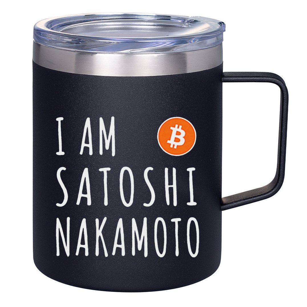 I Am Satoshi Nakamoto Fun Bitcoin Creator Meme 12oz Stainless Steel Coffee Mug