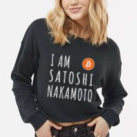I Am Satoshi Nakamoto Fun Bitcoin Creator Meme Cropped Pullover Crew