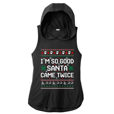 I Am So Good Santa Came Twice Couple Matching Christmas Gift Ladies PosiCharge Tri-Blend Wicking Draft Hoodie Tank