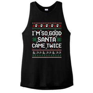 I Am So Good Santa Came Twice Couple Matching Christmas Gift Ladies PosiCharge Tri-Blend Wicking Tank