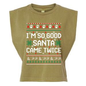 I Am So Good Santa Came Twice Couple Matching Christmas Gift Garment-Dyed Women's Muscle Tee