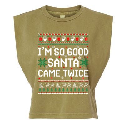 I Am So Good Santa Came Twice Couple Matching Christmas Gift Garment-Dyed Women's Muscle Tee