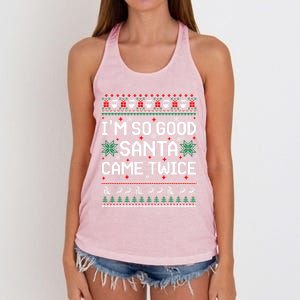 I Am So Good Santa Came Twice Couple Matching Christmas Gift Women's Knotted Racerback Tank