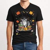I Am So Done Graduation Cat Class Of 2025 V-Neck T-Shirt