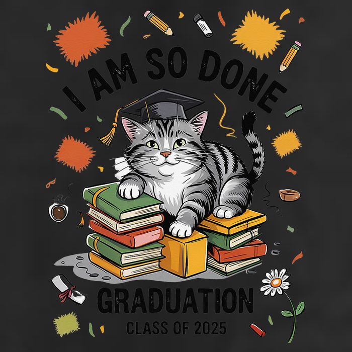 I Am So Done Graduation Cat Class Of 2025 12oz Stainless Steel Coffee Mug
