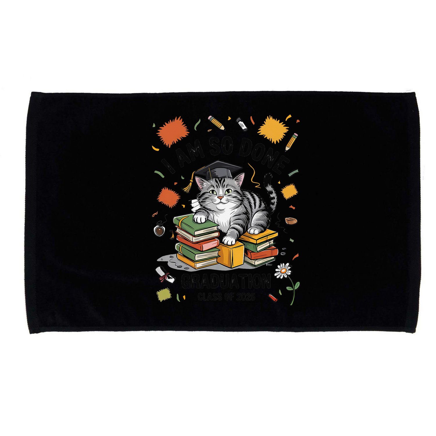 I Am So Done Graduation Cat Class Of 2025 Microfiber Hand Towel