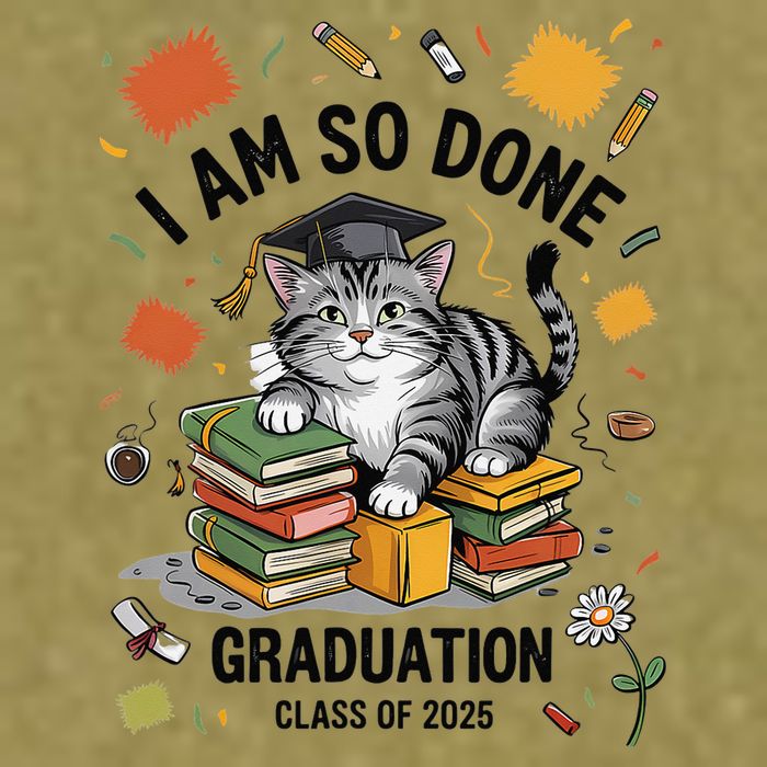 I Am So Done Graduation Cat Class Of 2025 Garment-Dyed Women's Muscle Tee
