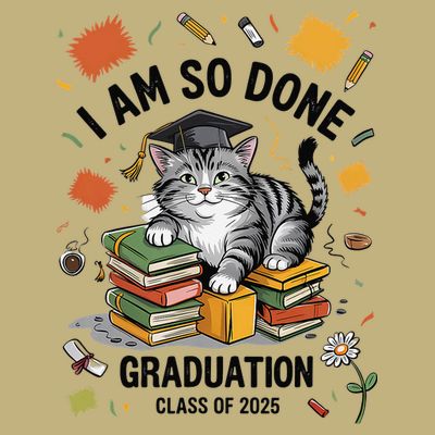 I Am So Done Graduation Cat Class Of 2025 T-Shirt