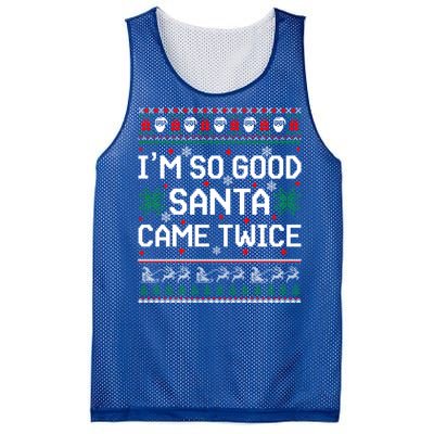 I Am So Good Santa Came Twice Couple Matching Christmas Gift Mesh Reversible Basketball Jersey Tank