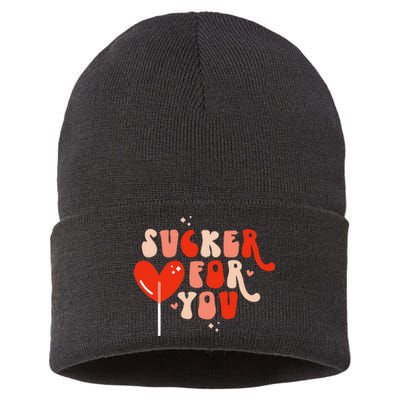 I'm A Sucker For You Candy Heart Love Valentines Day Sustainable Knit Beanie