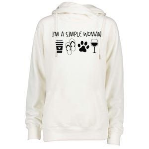 Im A Simple Woman Coffee Flip Flop Pet Dog Cat Wine Womens Womens Funnel Neck Pullover Hood