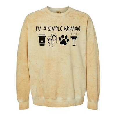 Im A Simple Woman Coffee Flip Flop Pet Dog Cat Wine Womens Colorblast Crewneck Sweatshirt